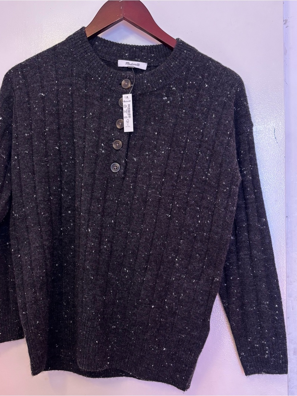 Madewell Charcoal Speckled Crewneck Sweater